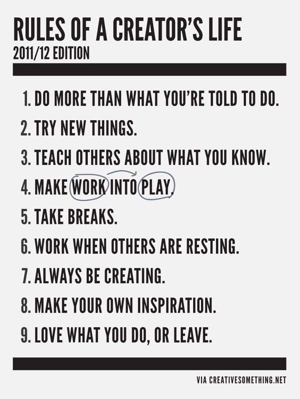 Rules of a Creator's Life