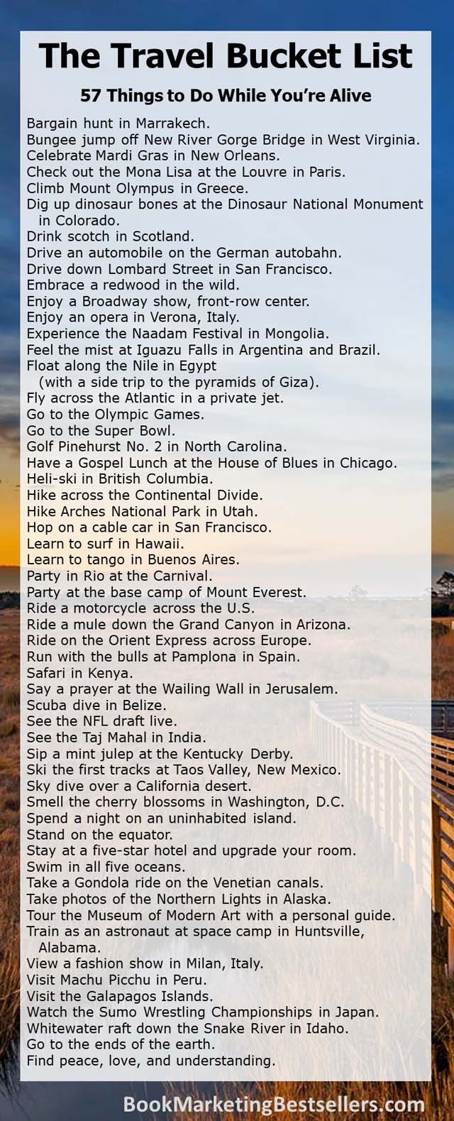 The Travel Bucket List: 57 things to do while you're alive - Check out this travel bucket list inspired by some old Visa Signature advertisements. How many of these 57 things to do while you're alive have you done?