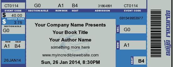 Concert Ticket for book marketing