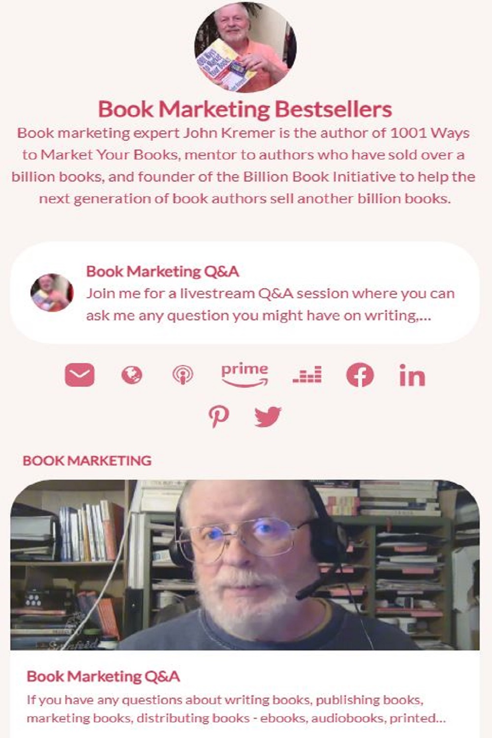 Book Marketing Snipfeed page