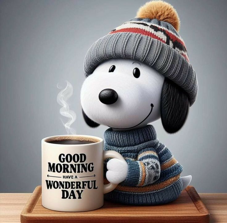 Snoopy and John Say: Good Morning, and Have Great Day!