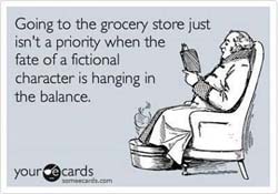 Grocery Store meme: Going to the grocery store just isn't a priority when the fate of a fictional character is hanging in the balance.