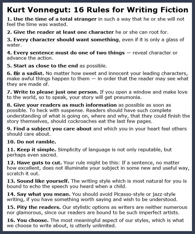 Kurt Vonnegut's Writing Rules