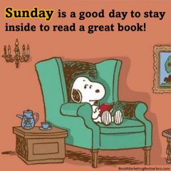 Snoopy loves to read books on Sunday