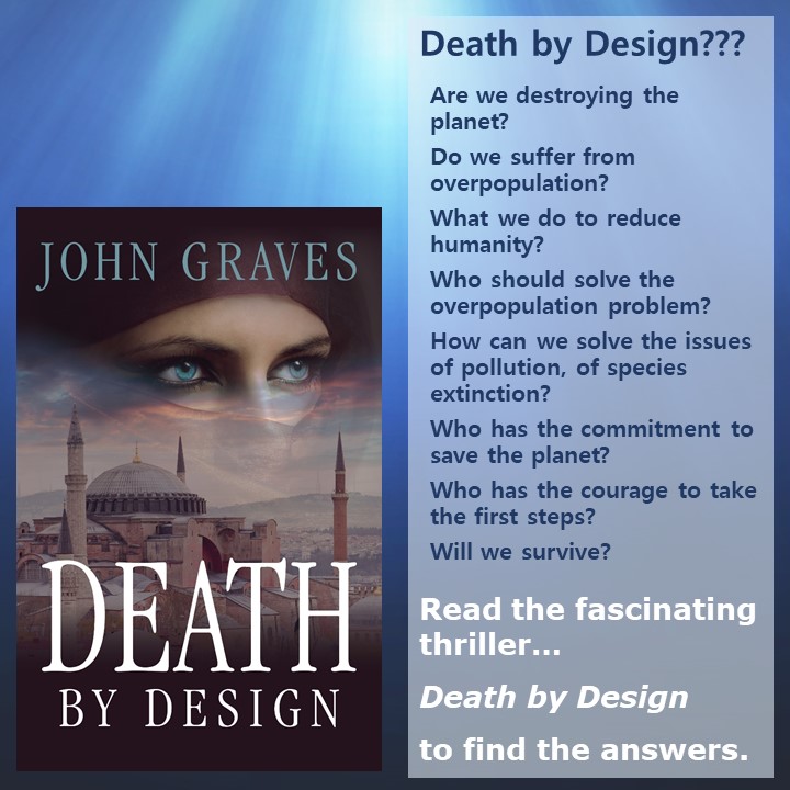 A thriller tip-o-graphic for John Grave's Death by Design, the first novel in The Tracker Series